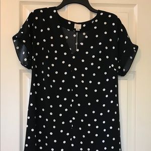 Black/white polka dot shift dress, sz Med